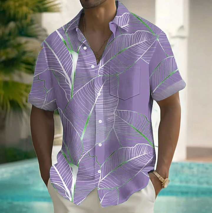 Elliot | Ontspannen Botanisch Korte Mouwen Shirt