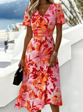 Gwendolyn | Elegante Bloemen Wrap Midi Jurk