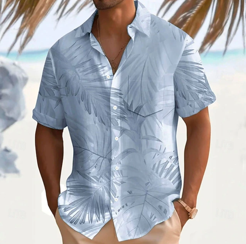 Lando | Tropische Print Korte Mouwen Shirt
