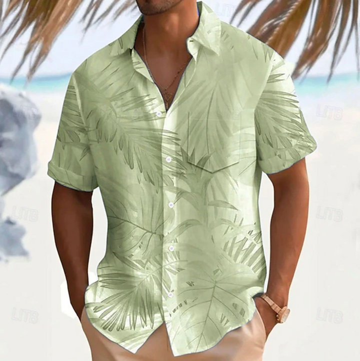 Lando | Tropische Print Korte Mouwen Shirt
