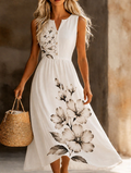 Alyannna | Bloemen Mouwloze Midi Jurk