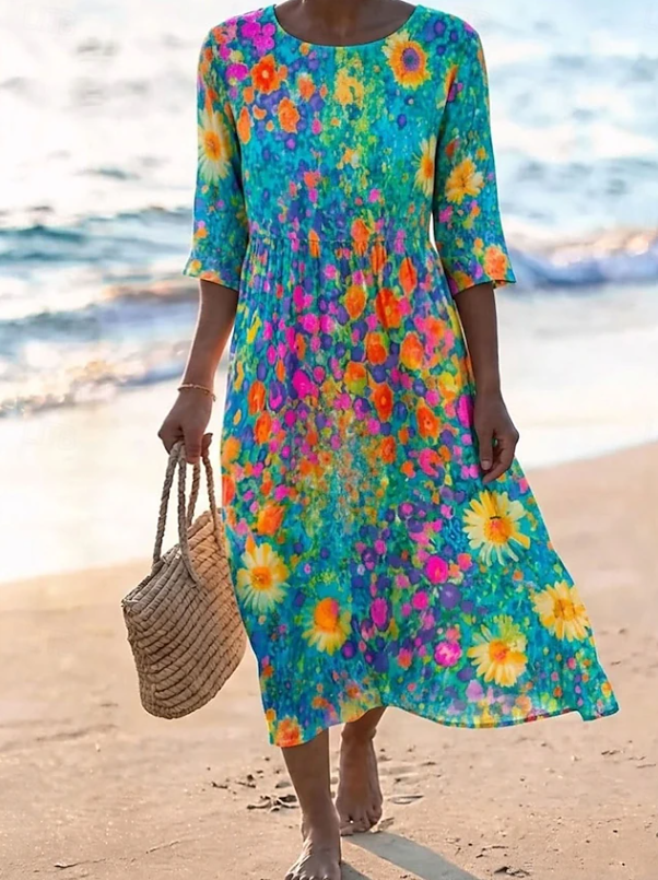 Liorna | Stijlvolle Bloemen Midi Jurk