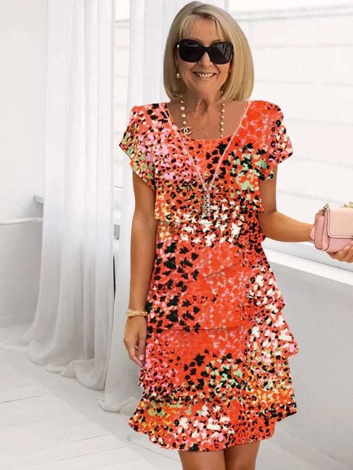 Rosie | Bloemen Tiered Chiffon Jurk