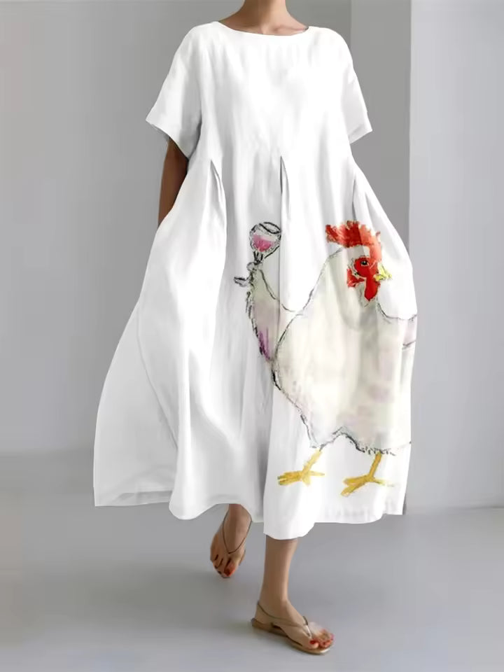 Amanda | Elegante Losse Ronde Hals Jurk