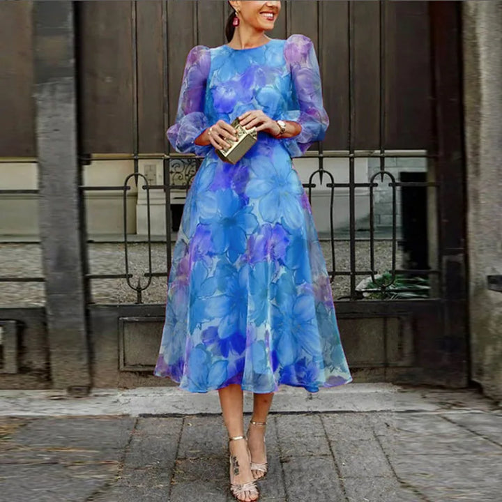 Jenna | Bloemenprint Midi-jurk voor Bruiloftsgasten