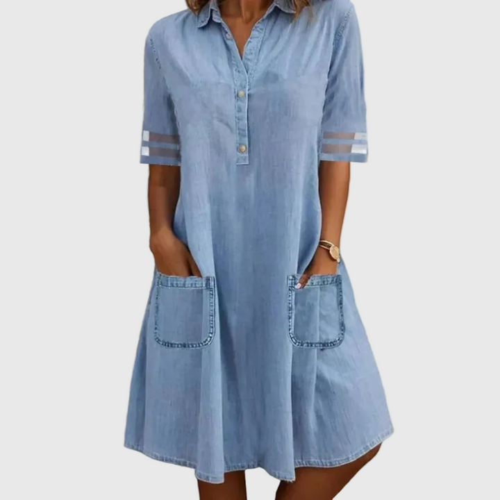 Leila | Vloeiende Denim Mini Jurk