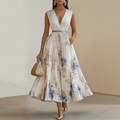 Alexia | Elegante Plissé Maxi V-Hals Jurk