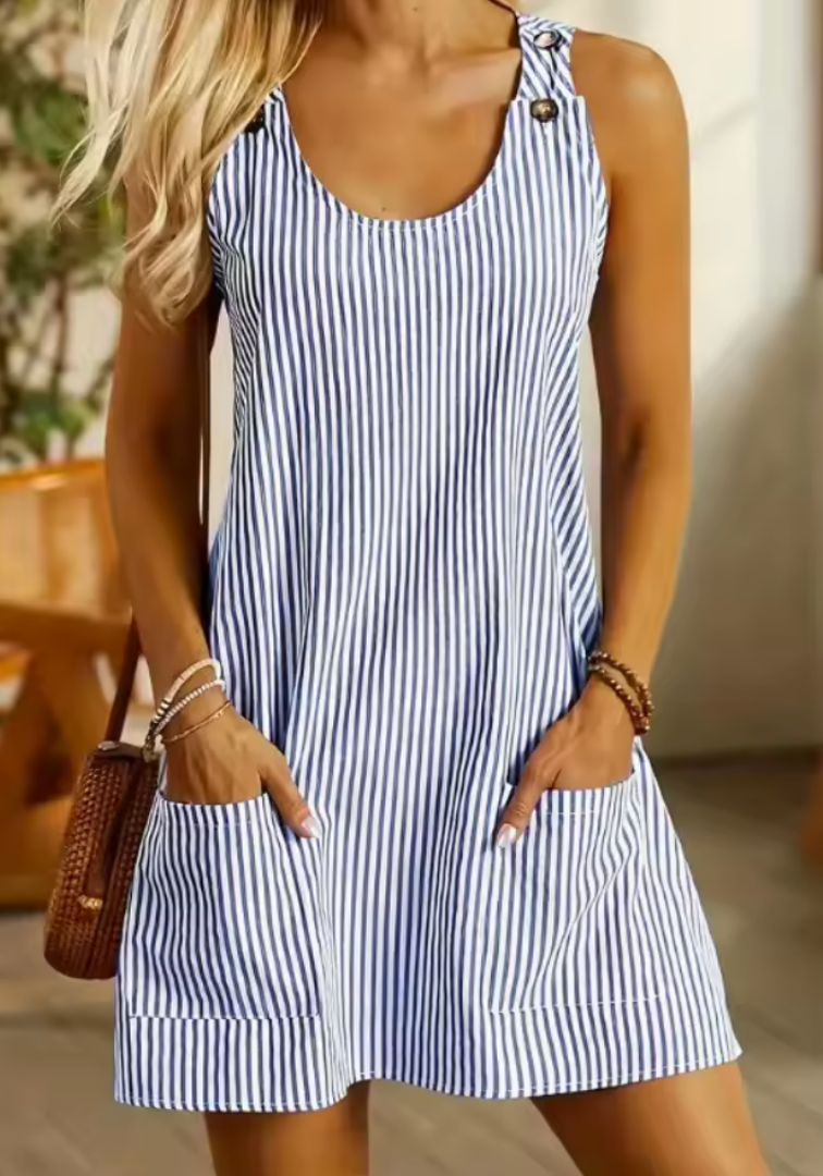 Anna | Casual Gestreepte Ronde Hals Jurk