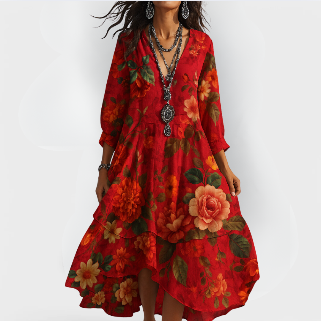 Cassidy | Vintage Boho V-Hals Zomerjurk