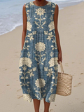 Belle | Klassieke Boho Mouwloze Midi Jurk