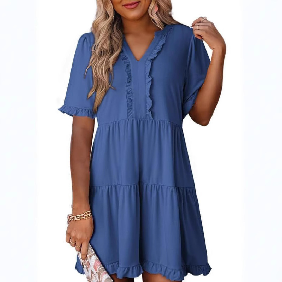 Shiela | Casual V-Hals Mini Jurk