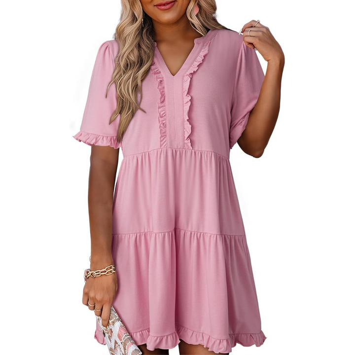 Shiela | Casual V-Hals Mini Jurk