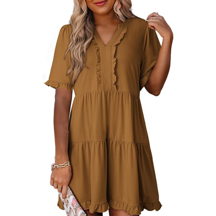 Shiela | Casual V-Hals Mini Jurk