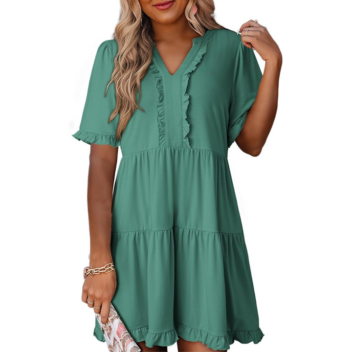 Shiela | Casual V-Hals Mini Jurk