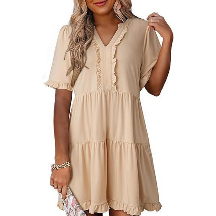 Shiela | Casual V-Hals Mini Jurk
