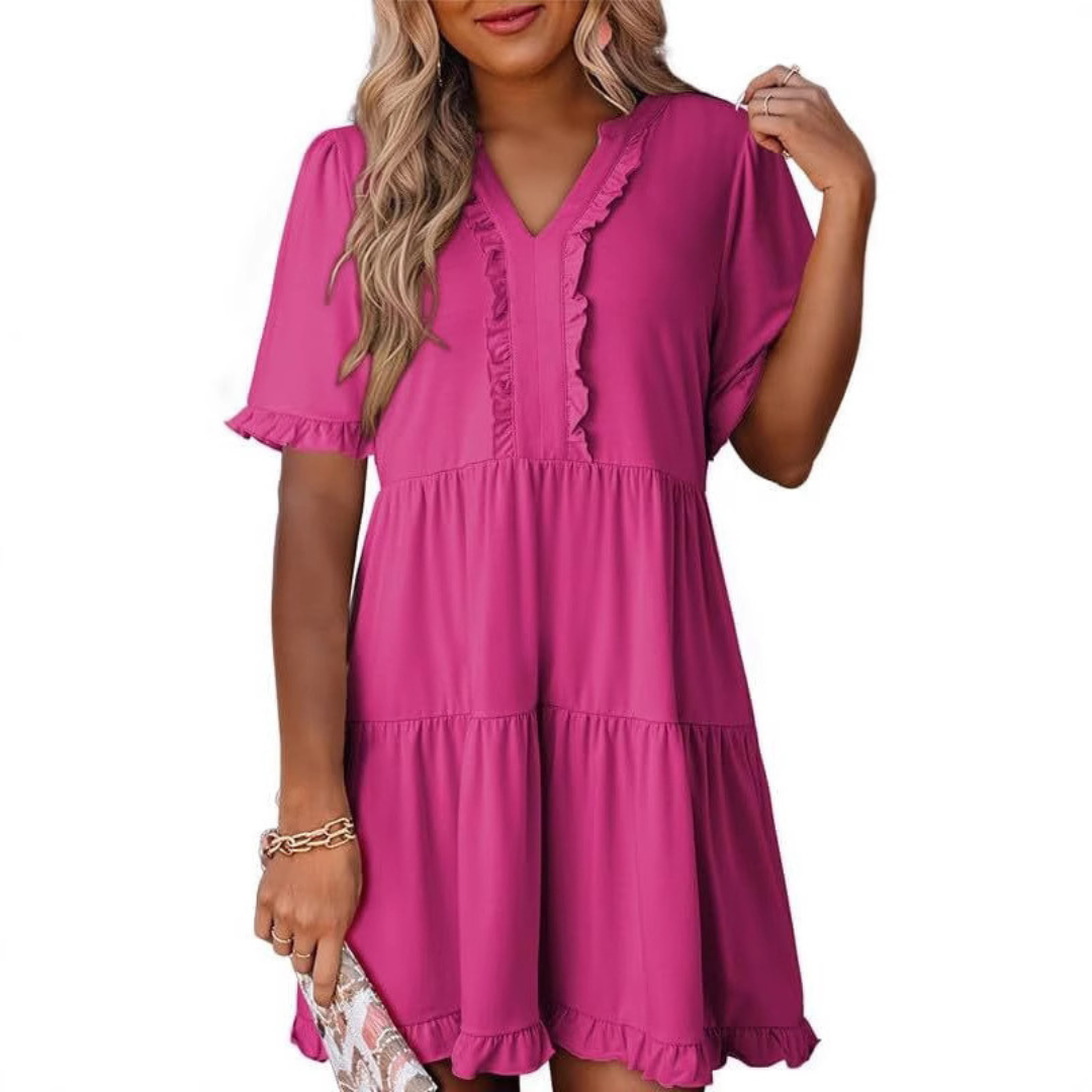 Shiela | Casual V-Hals Mini Jurk