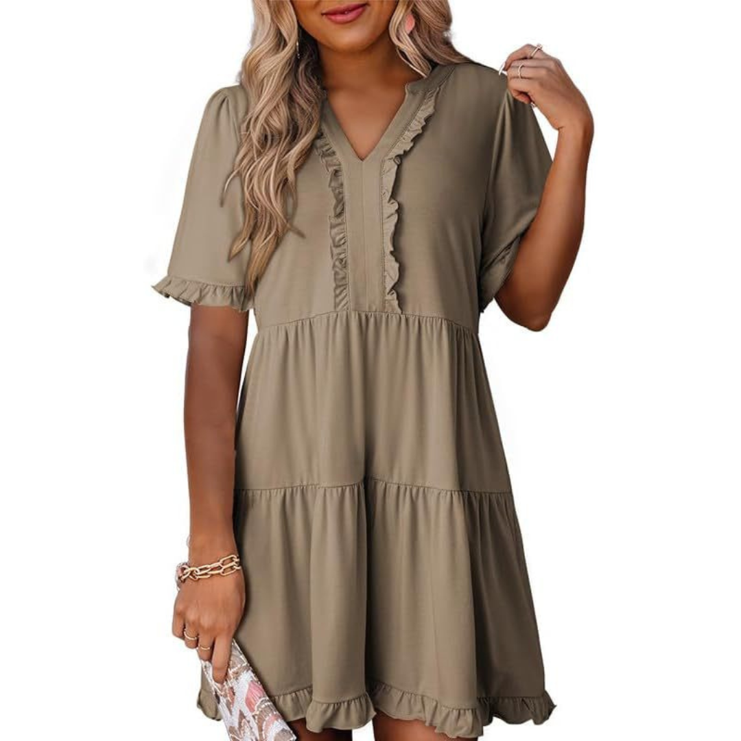 Shiela | Casual V-Hals Mini Jurk