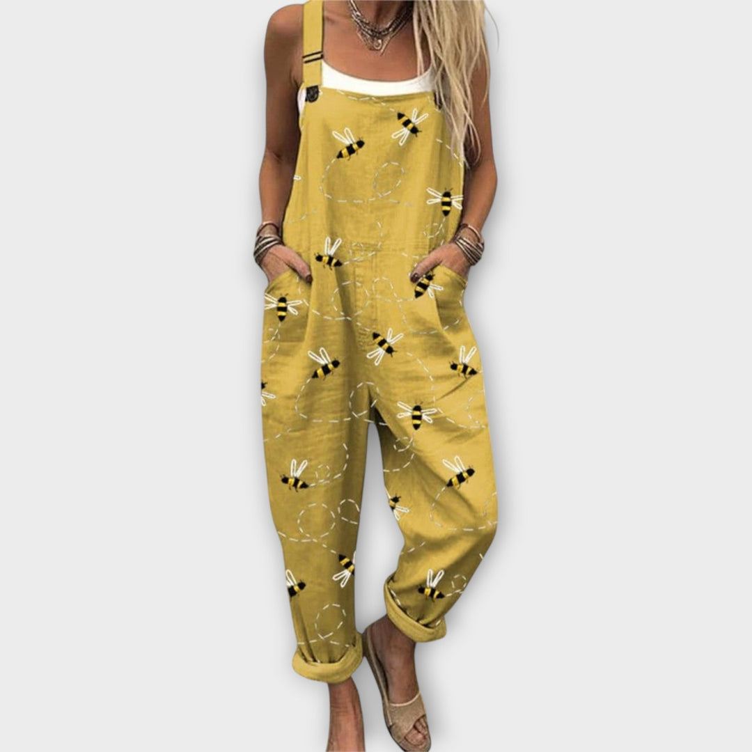 Noelle | Retro Elegante Bloemenprint Jumpsuit