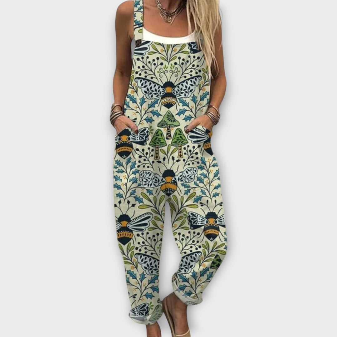Noelle | Retro Elegante Bloemenprint Jumpsuit
