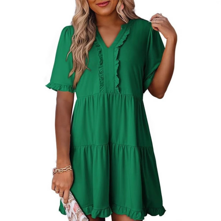 Shiela | Casual V-Hals Mini Jurk