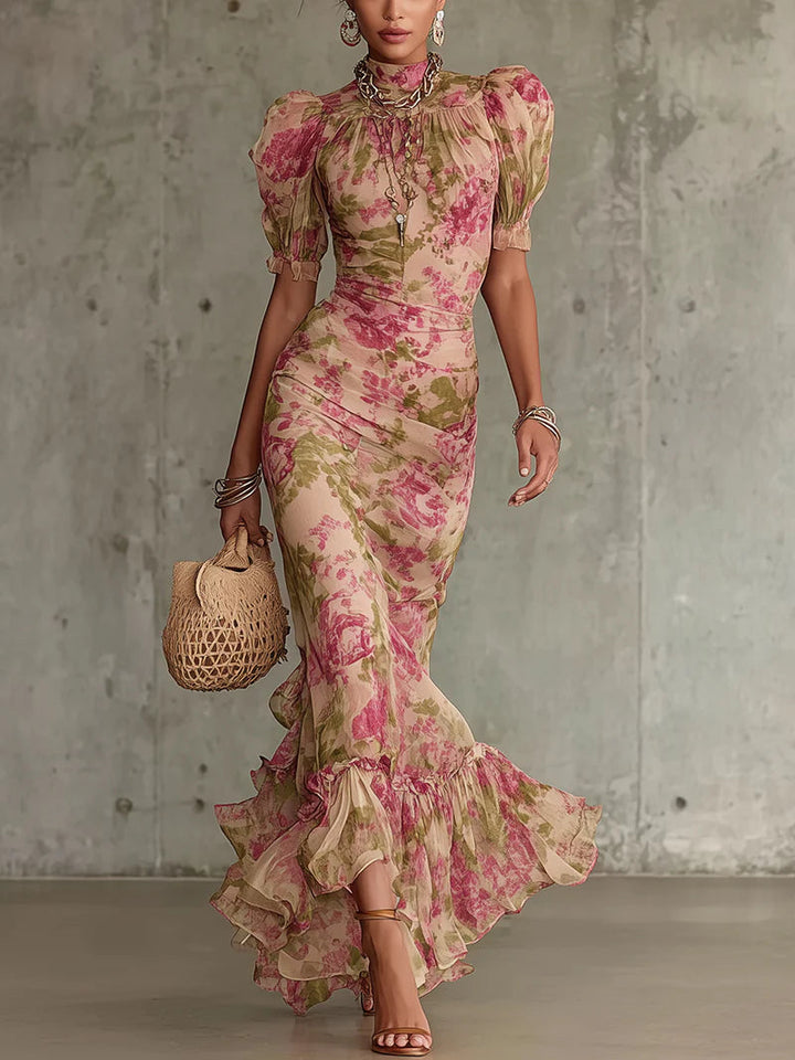 Juliet | Vintage Puff Mouwen Maxi Jurk
