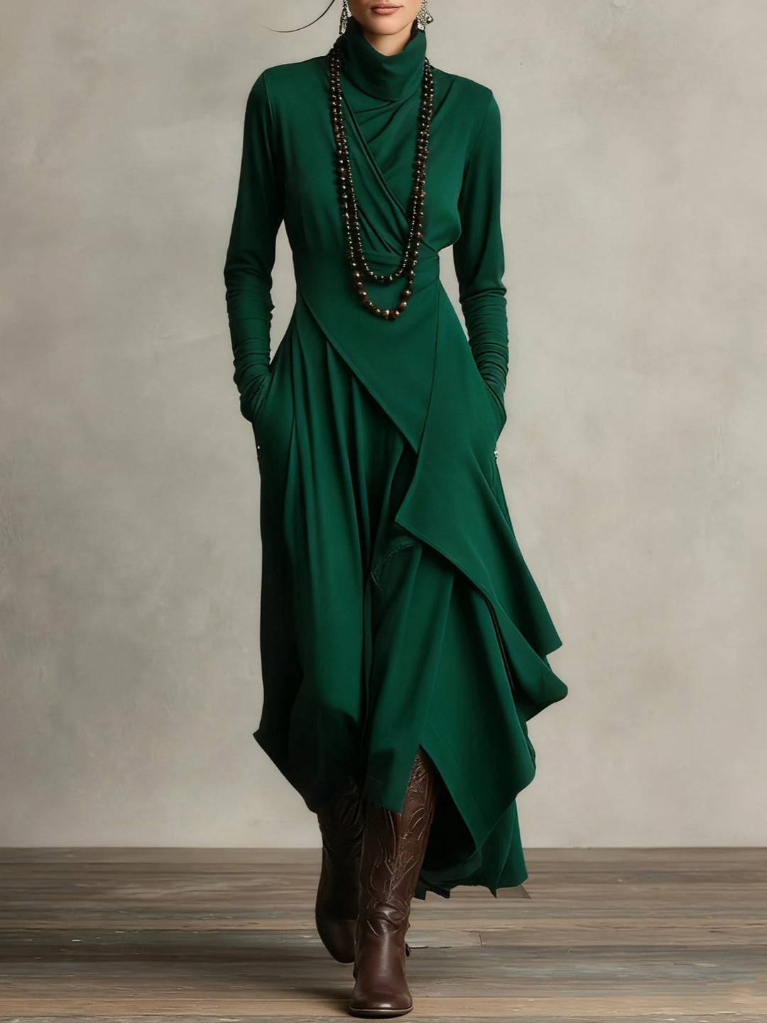 Sierra | Elegante Maxi Jurk met Hoge Hals