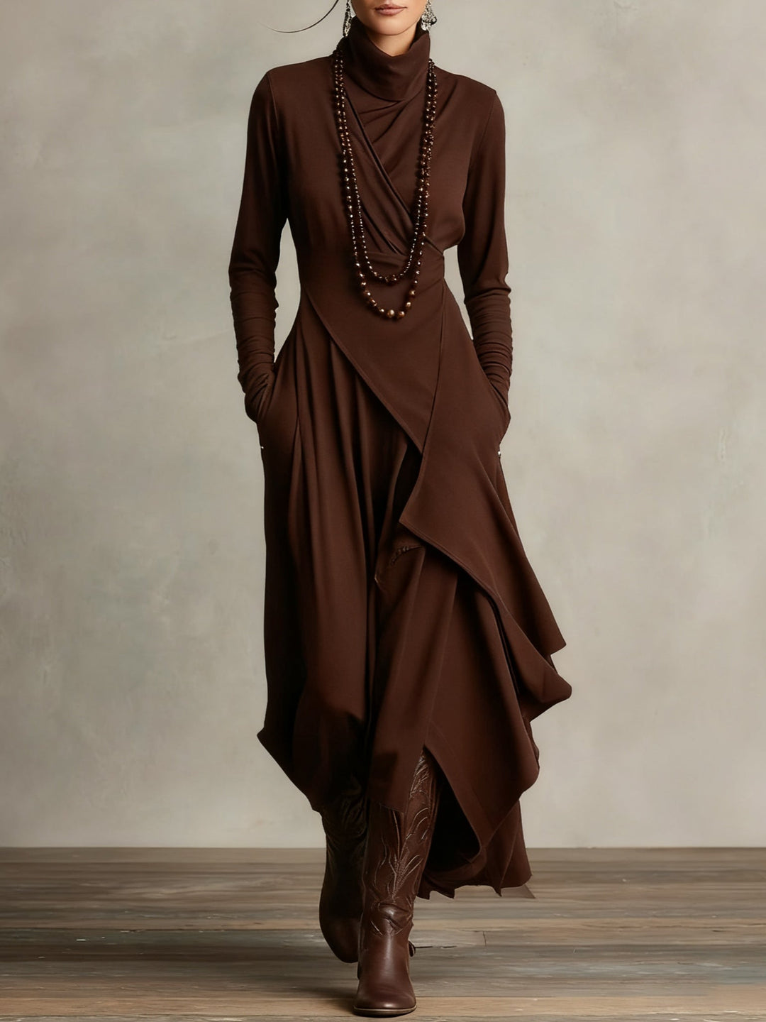 Sierra | Elegante Maxi Jurk met Hoge Hals
