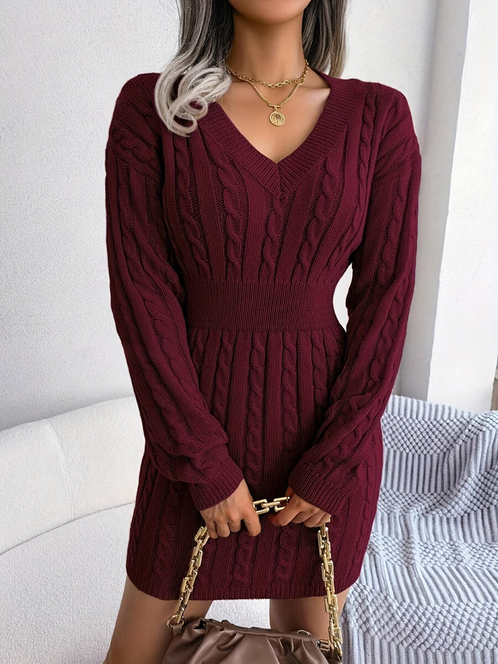 Felicity | Kabelgebreide Peplum Sweater Jurk