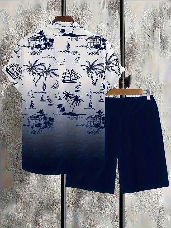 Garrett | Kustprint Shirt en Shorts Set