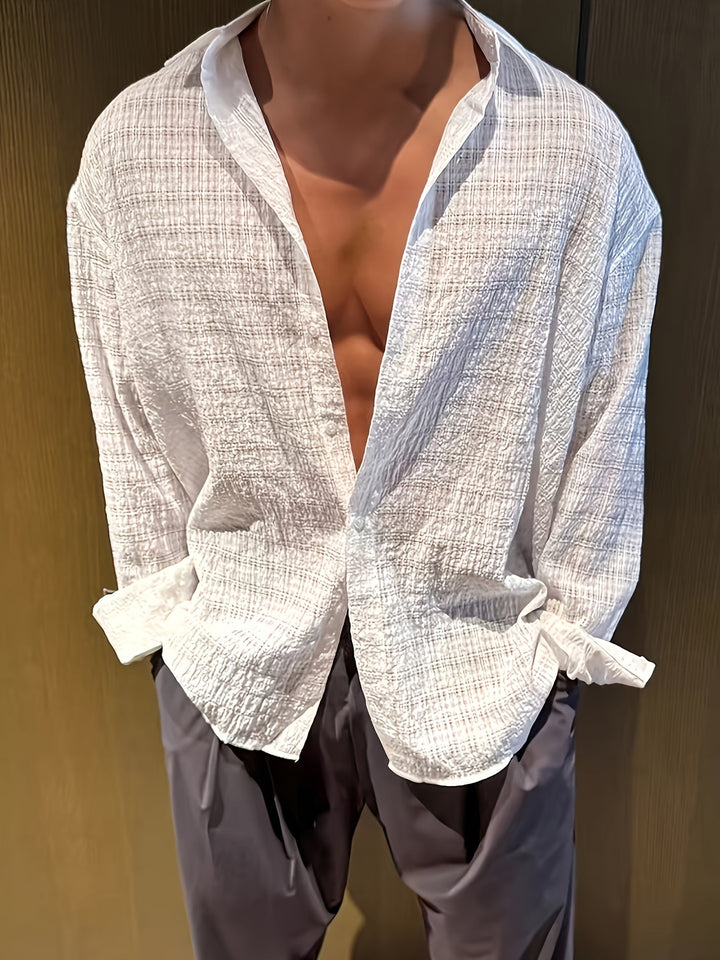 Rafael | Ontspannen Textured Lange Mouwen Shirt