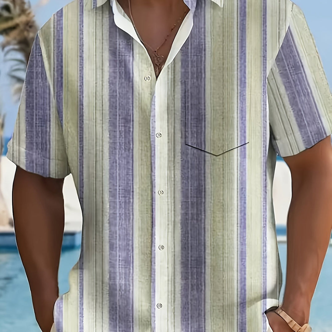 Gregory | Ontspannen Gestreepte Korte Mouwen Shirt