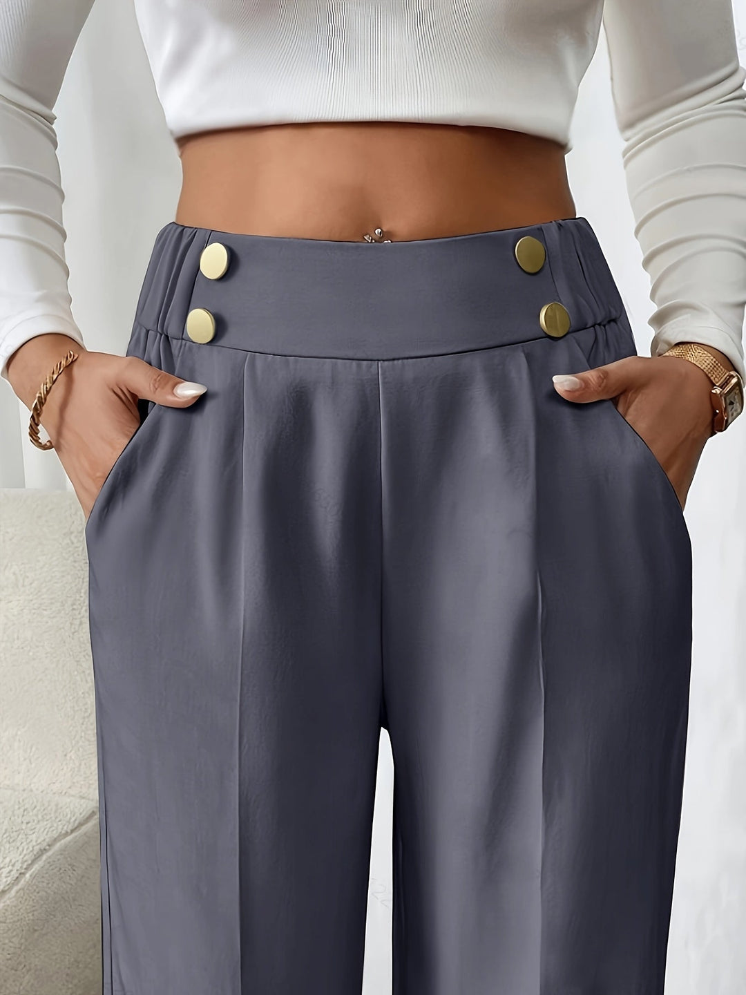 Lydia | Op maat gemaakte hoge taille wijde broek