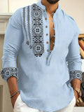 Elias | Patroon Lange Mouwen Henley Shirt