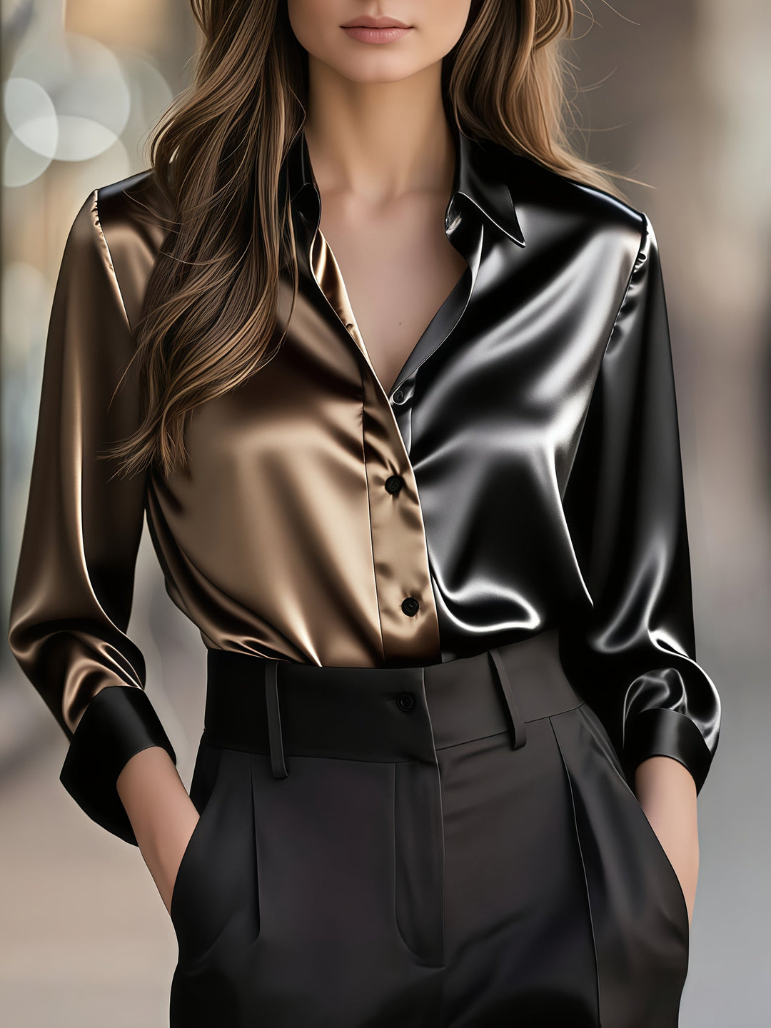 Helene | Verfijnde Kleurblok Blouse