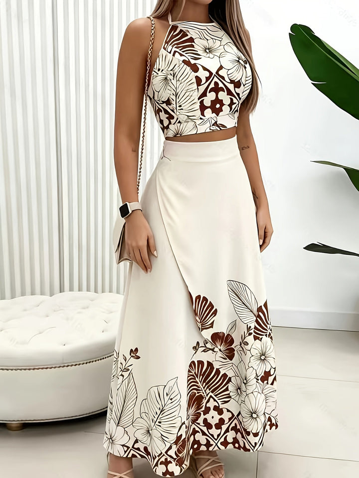 Maura | Tropisch Afdruk Twee-delige Rok Set