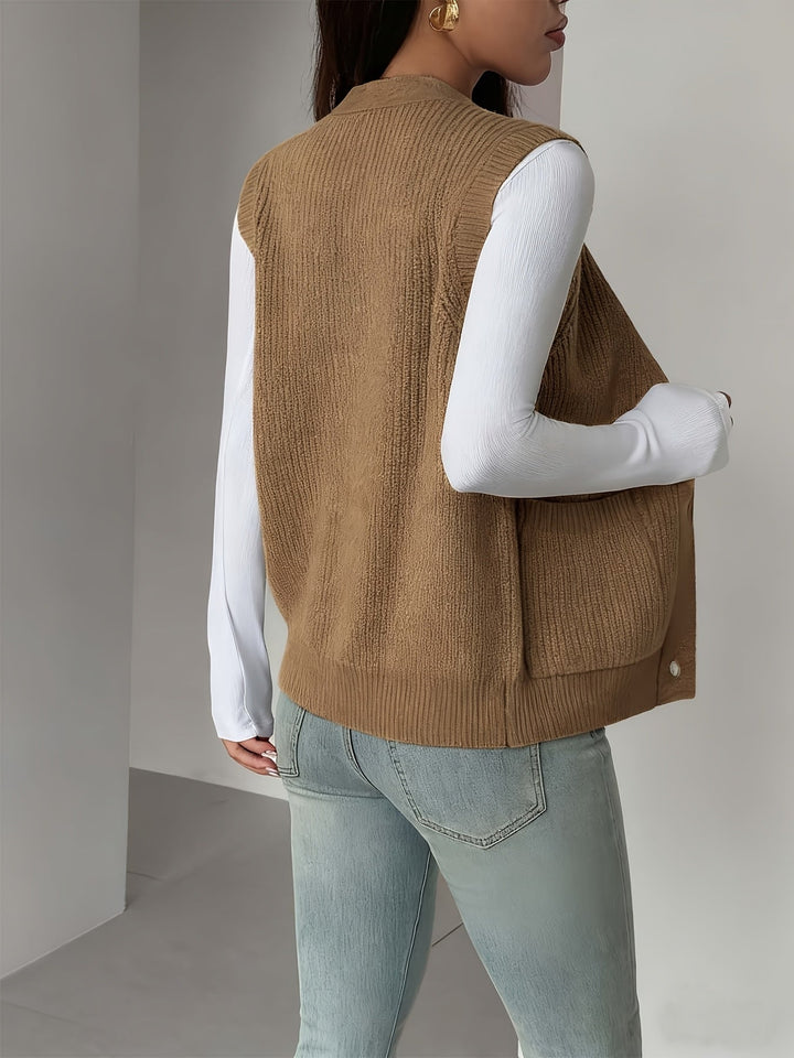 Miriam | Geknoopte V-Hals Gebreide Vest