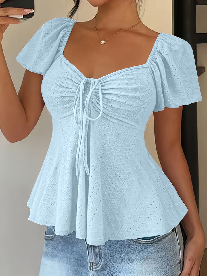 Josephine | Flutter-Mouw Peplum Top
