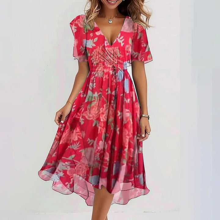 Naomie | Elegante Korte Mouwen Gedrukte Jurk