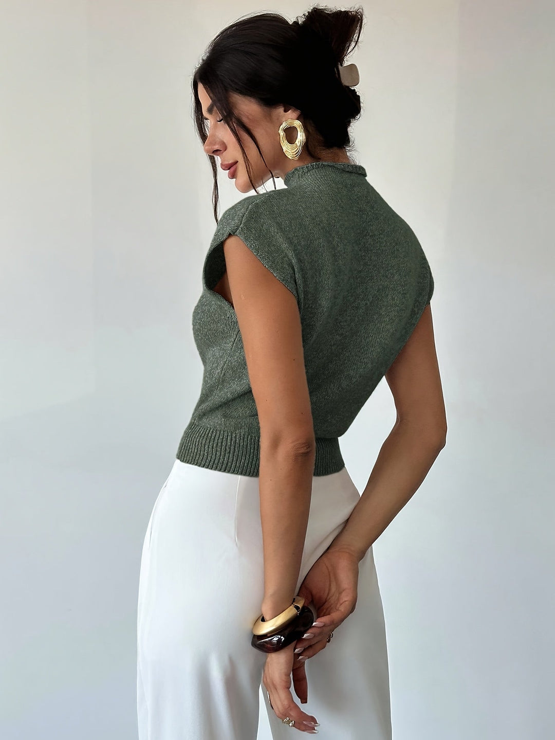 Claudia | Mock Neck Mouwloze Trui Vest