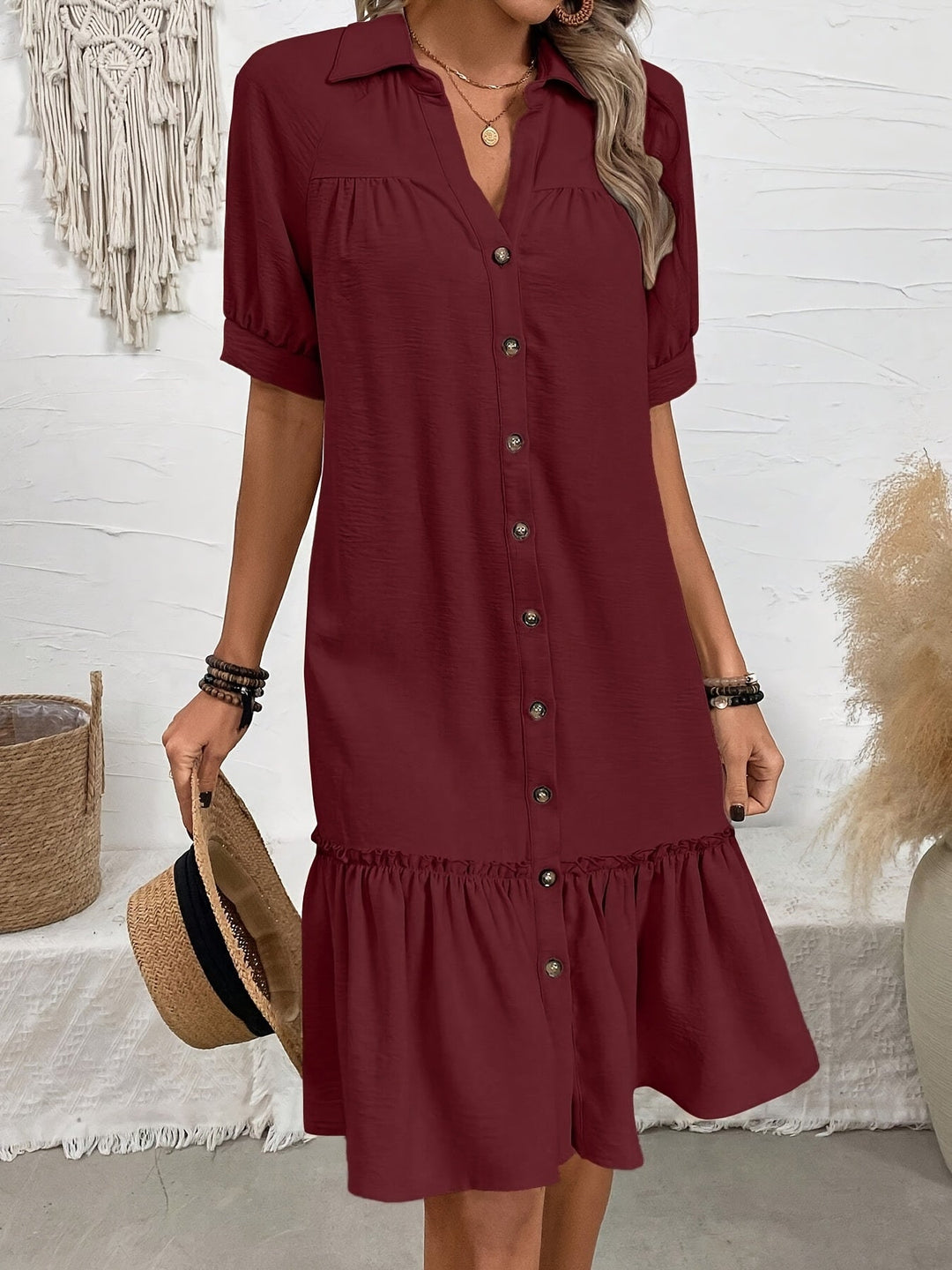 Maevelle | Knoploze Boho Midi Jurk