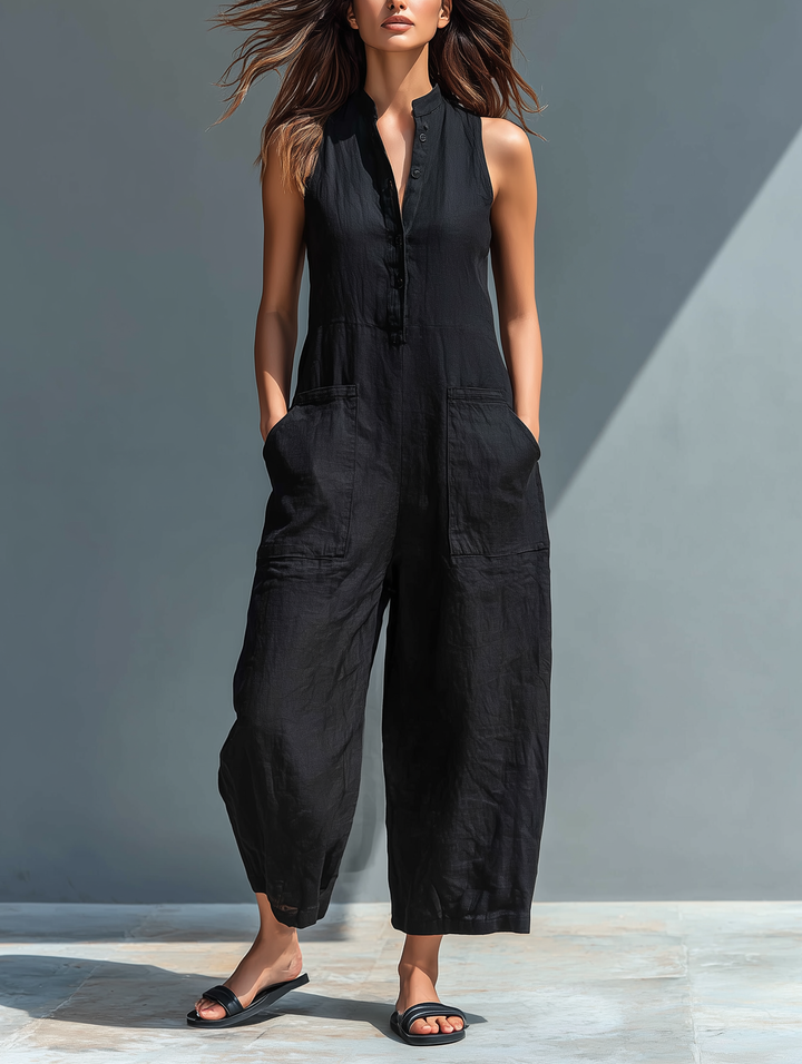 Debra | Elegante Mouwloze Effen Jumpsuit