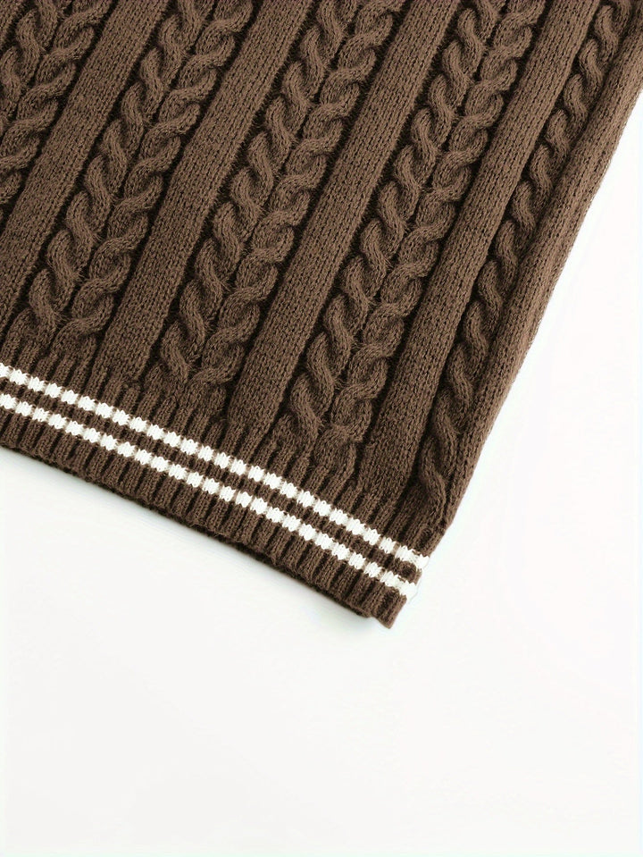 Gideon | Kabelgebreide V-Hals Sweater Vest