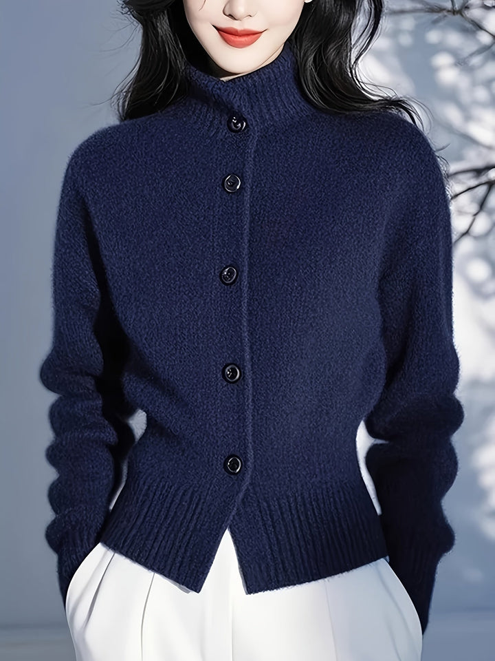 Margot | Hoge Hals Knopen Cardigan