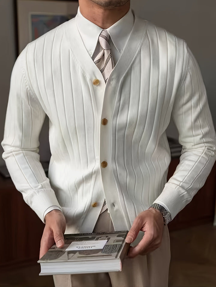 Arthur | Geribbelde Knopen Cardigan