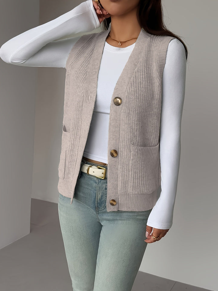 Miriam | Geknoopte V-Hals Gebreide Vest