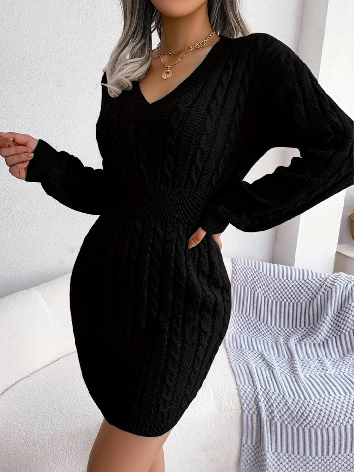 Felicity | Kabelgebreide Peplum Sweater Jurk