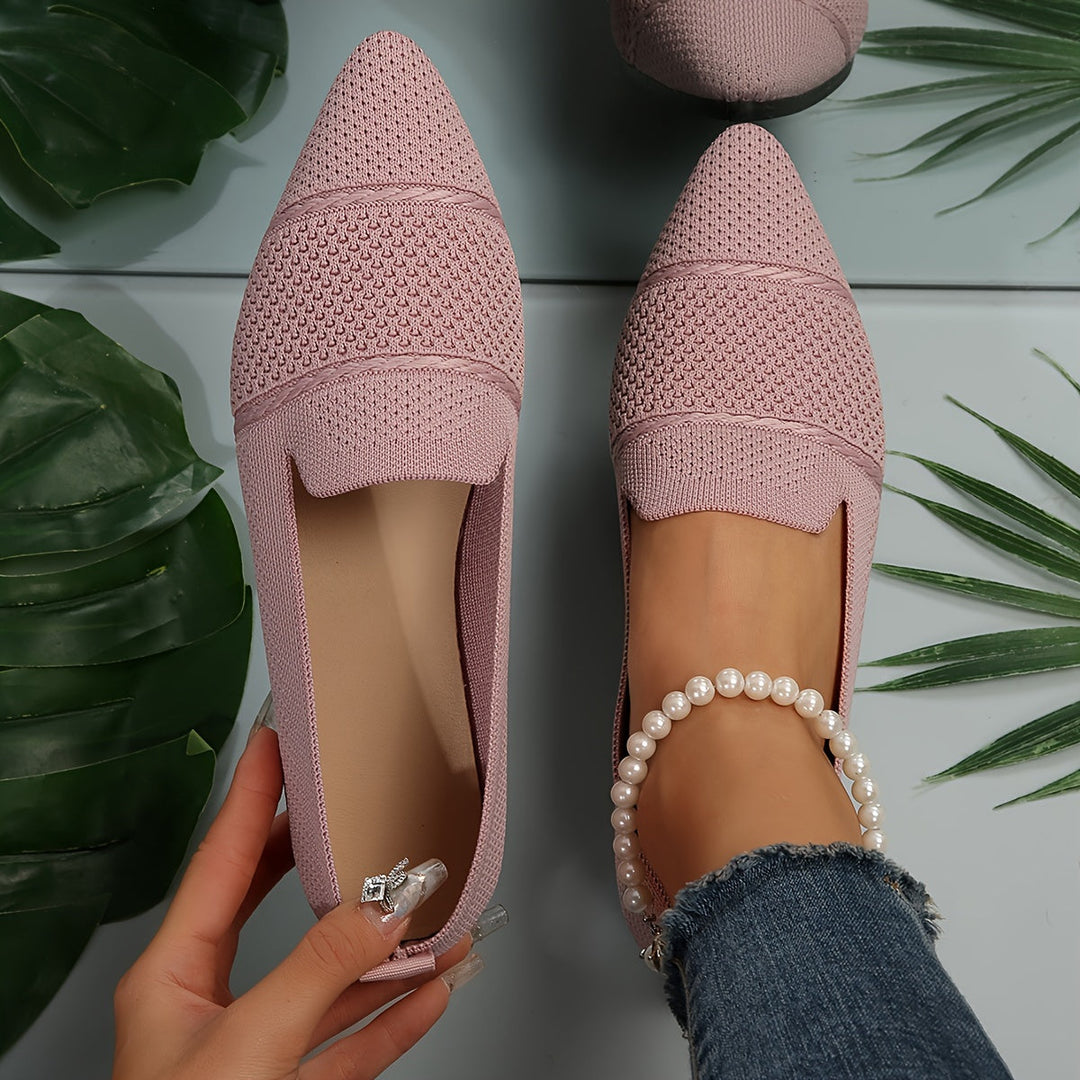 Lucia | Puntige Gebreide Flats