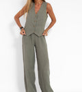 Lauren | Mouwloze V-Hals Vest & Brede Pantalon Set