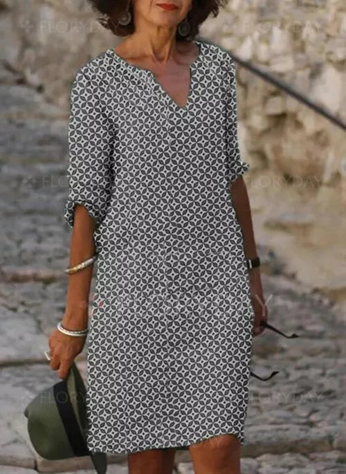 Celia | Vintage Split-Neck Zomerjurk