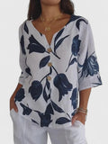 Fleur | Ontspannen Bloemen V-Hals Blouse